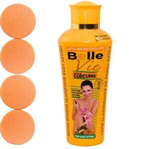 Belle Vie Body Lotion, 16.76 oz, Curcuma with 4 Exfoliating, cleansing Pads